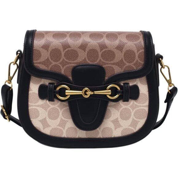 Women Small PU Leather Crossbody Bag with Buckle Compact Purse